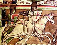 Dos caballeros templarios durante una cruzada
